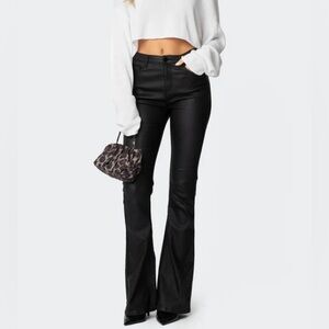 Edikted Faux Leather Black Flared Pants